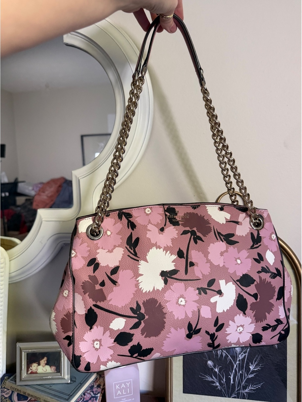 Kate Spade Medium Briar Lane Floral Satchel with Chain Handle